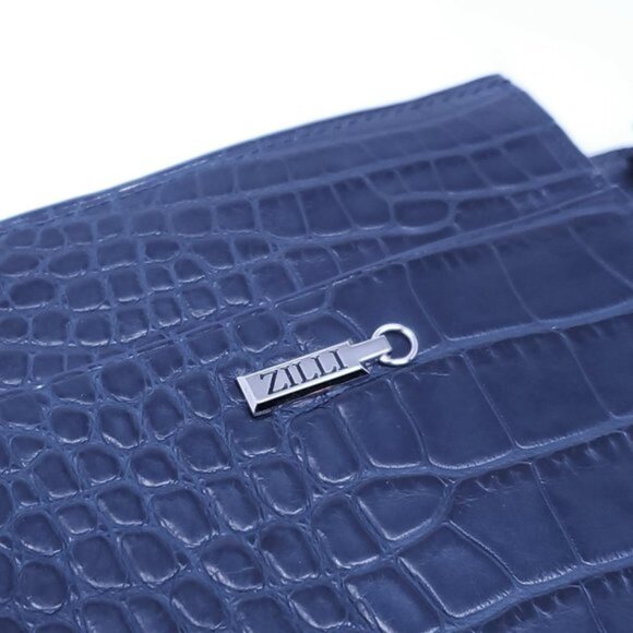 ZILLI Voyageur Wallet in Cornflower Blue Matte Crocodile - Picture 9 of 9